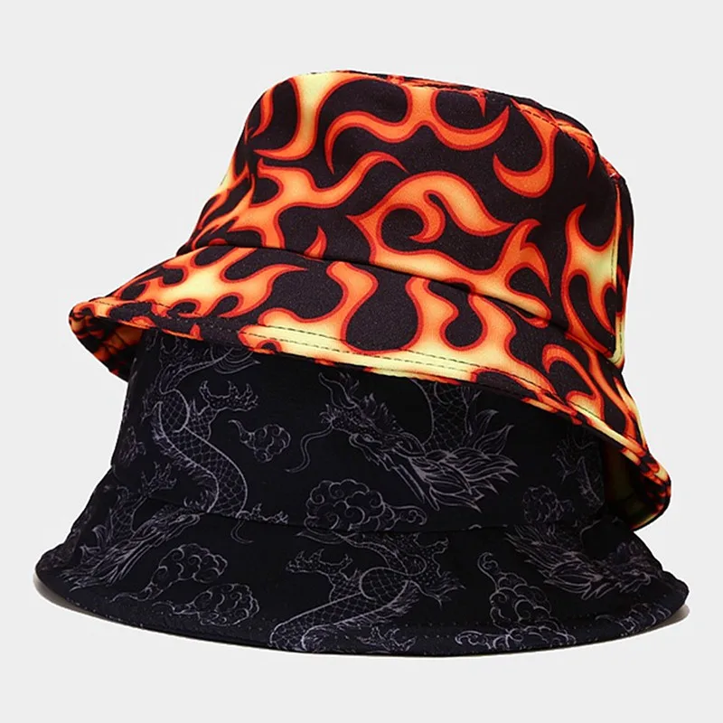 Nuevo Tie dye, de Mariposa,de Fuego, de la Nube, Dragón Impresión Pescador Sombrero para las Mujeres de los Hombres de Ocio al aire libre Sombrero de Cubo protector solar Femenino Sombrero para el Sol . ' - ' . 1