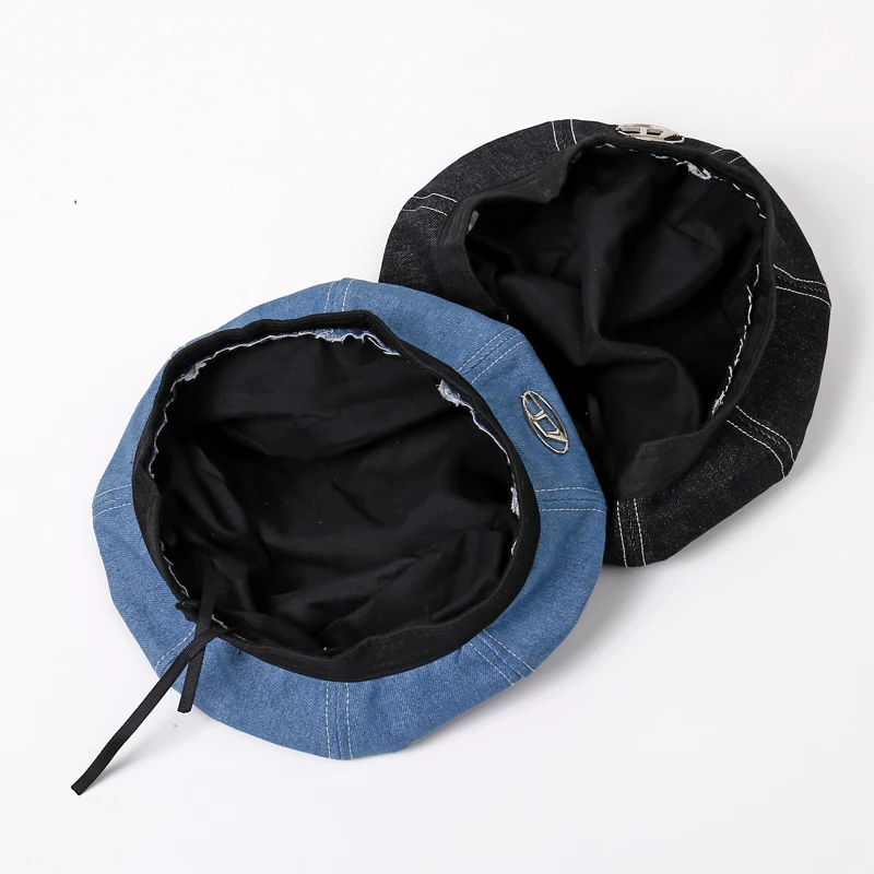 Dril de algodón de Beret Retro Casual Primavera/Verano Parasol Sombrero de la Boina Azul de las Mujeres Sombrero . ' - ' . 2