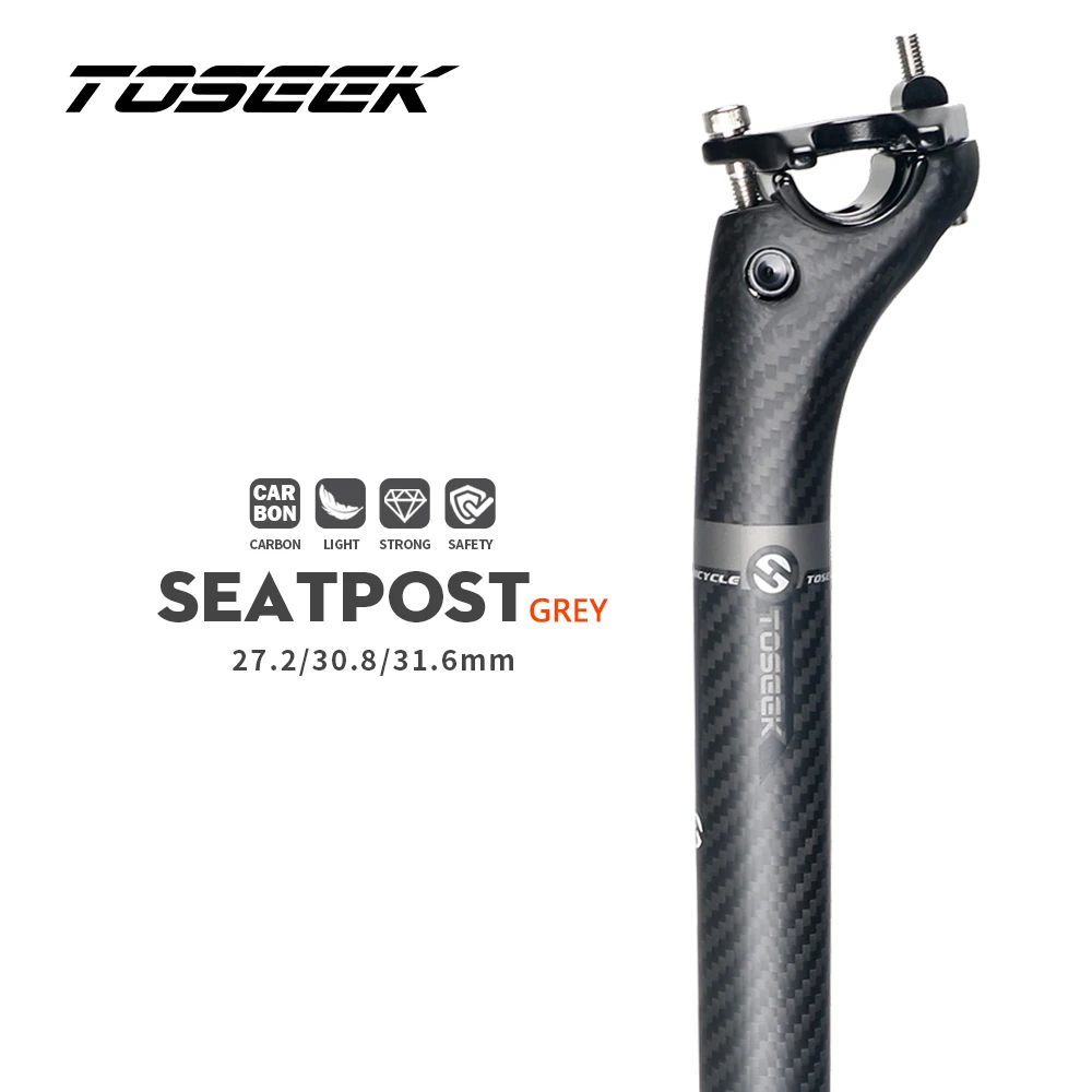 TOSEEK Tija de sillín de Carbono 3K Tejido Mate de Desplazamiento del Asiento de 20mm 27.2/30.8/31.6 Mtb Tija Telescópica Gotero Post . ' - ' . 0