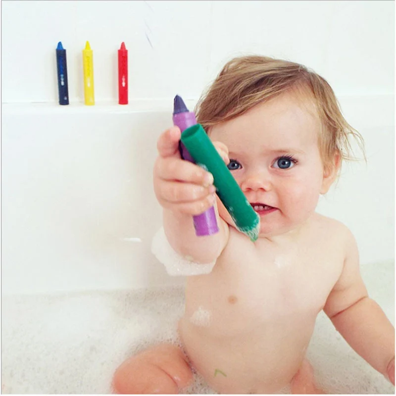 6 Colores Borrable Niños Crayones Crayola a Base de Agua de Baño Push Crayones Arte Suministros Papelería Regalo . ' - ' . 1
