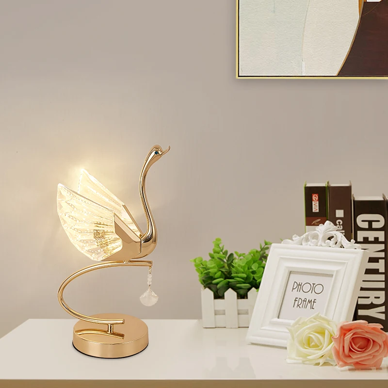 TYLA Contemporánea, Cisne Lámpara de Mesa LED Creativa de Oro de la Mesa de Luz de la Decoración Para el Hogar Dormitorio . ' - ' . 1