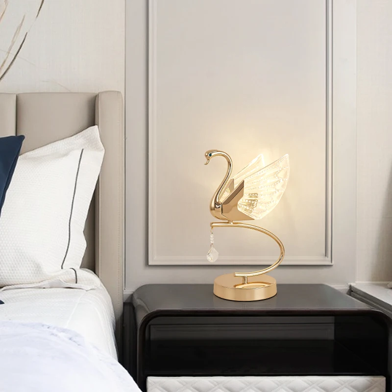 TYLA Contemporánea, Cisne Lámpara de Mesa LED Creativa de Oro de la Mesa de Luz de la Decoración Para el Hogar Dormitorio . ' - ' . 2