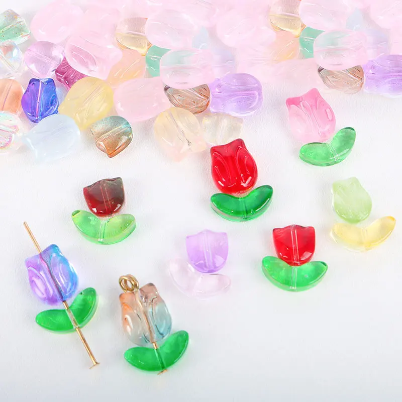 30pcs de Vidrio de colores de la Flor de Perlas de Cristal de Perlas de Vidrio para la Fabricación de Joyas de Horquilla hecha a Mano DIY Pulsera de descriptor de acceso . ' - ' . 1