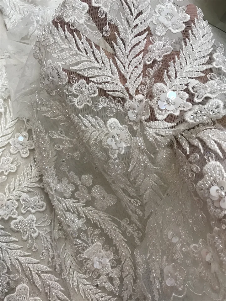 elegante Bordado de tela de tul DiuDiu-1302.8417 con perlas de la moda vestido de top venta de fuoll con cuentas de tul francés tejido de red . ' - ' . 0