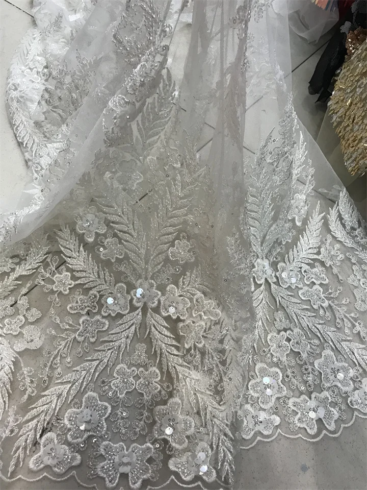 elegante Bordado de tela de tul DiuDiu-1302.8417 con perlas de la moda vestido de top venta de fuoll con cuentas de tul francés tejido de red . ' - ' . 1