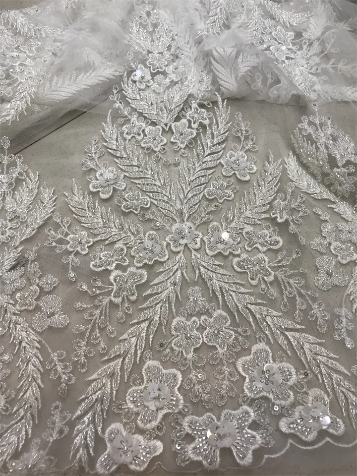 elegante Bordado de tela de tul DiuDiu-1302.8417 con perlas de la moda vestido de top venta de fuoll con cuentas de tul francés tejido de red . ' - ' . 3