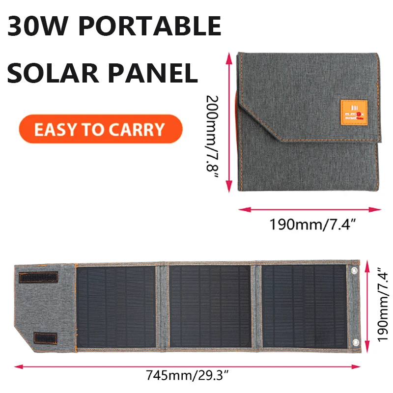 15W 20W 30W Plegable USB del Panel Solar al aire libre Plegable de la Célula Solar del Cargador Móvil del Banco del Poder de la Escalada de Camping Senderismo Cargador de Teléfono . ' - ' . 0