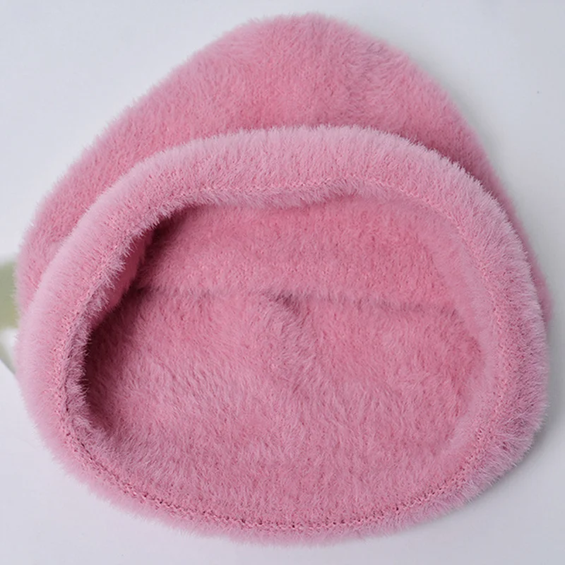 La moda Gorros de lana para las Mujeres Peludas de Punto Suave Gorro de Lana Hembra Caliente del Invierno Además de Terciopelo Forros de Protección para los Oídos Skullies Bonnet Tapas . ' - ' . 2