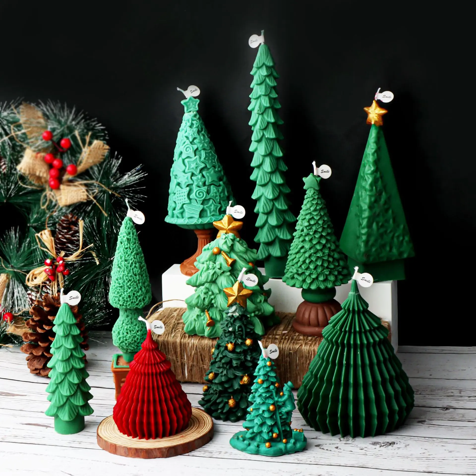 10-25cm 3D DIY Árbol de Navidad de la Vela del Molde de Silicona de Regalo de Navidad Árbol de Navidad de Resina, Yeso Molde de Silicona en la Decoración de la Navidad . ' - ' . 1