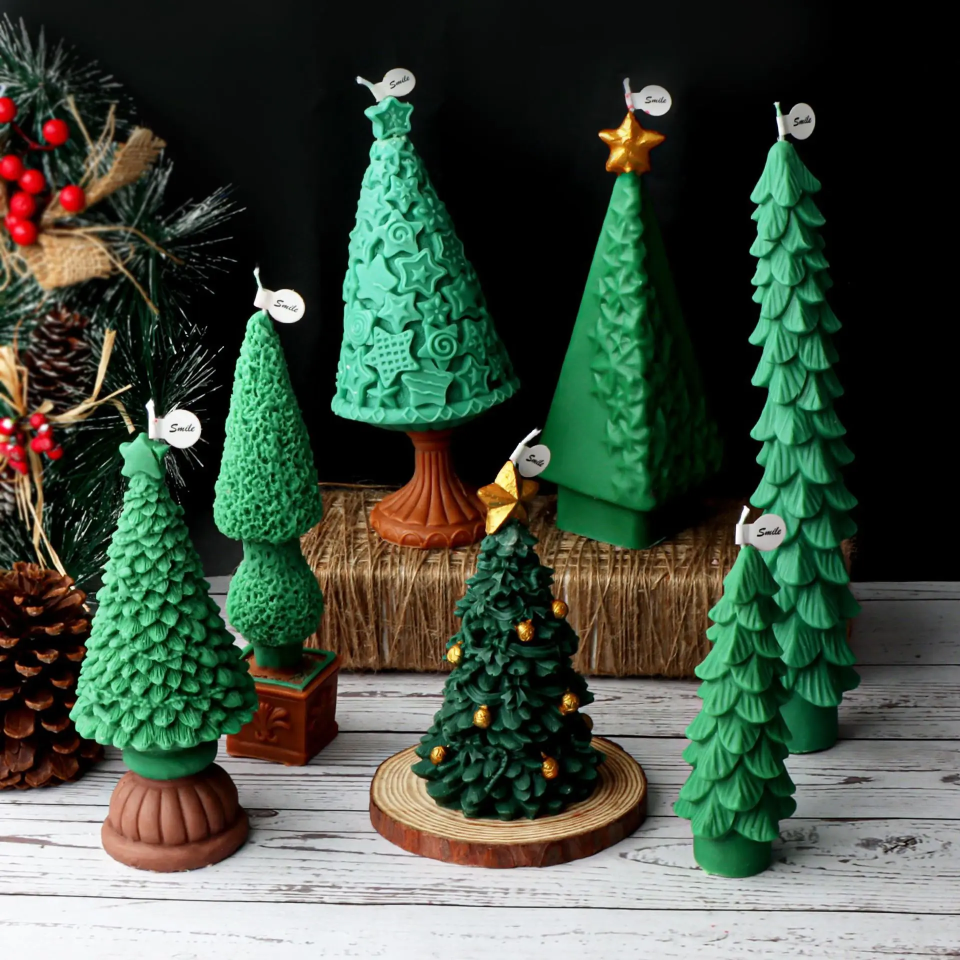 10-25cm 3D DIY Árbol de Navidad de la Vela del Molde de Silicona de Regalo de Navidad Árbol de Navidad de Resina, Yeso Molde de Silicona en la Decoración de la Navidad . ' - ' . 2
