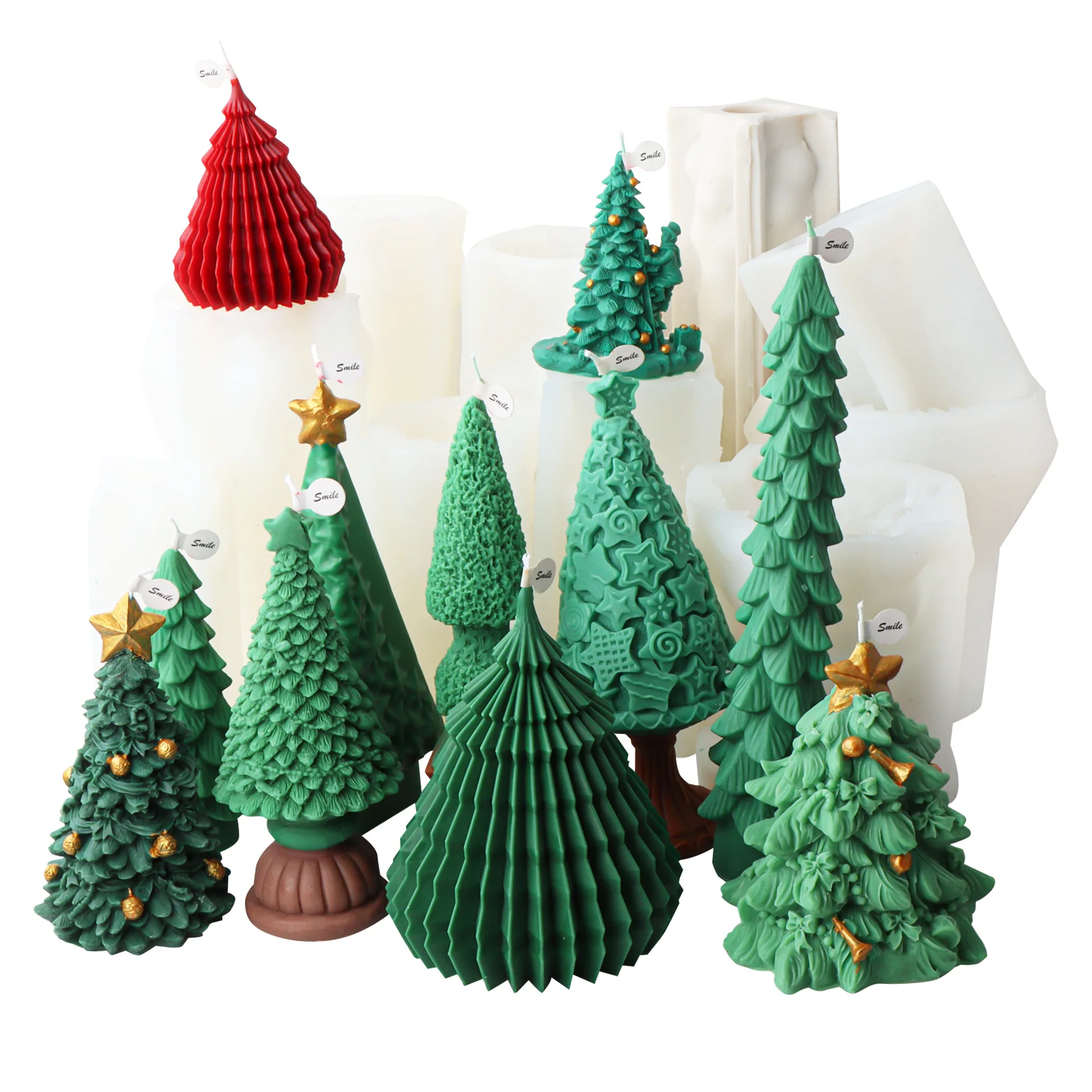 10-25cm 3D DIY Árbol de Navidad de la Vela del Molde de Silicona de Regalo de Navidad Árbol de Navidad de Resina, Yeso Molde de Silicona en la Decoración de la Navidad . ' - ' . 4
