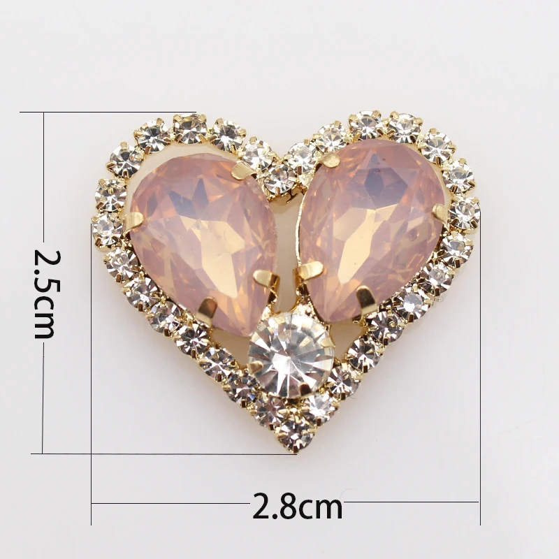 5pcs/lote 25 * 28 mm en forma de Corazón de diamante de imitación de Fondo Plano Botón DIY Tarjeta de Invitación de la Boda Caja de Regalo Decorativa Manualidades . ' - ' . 4