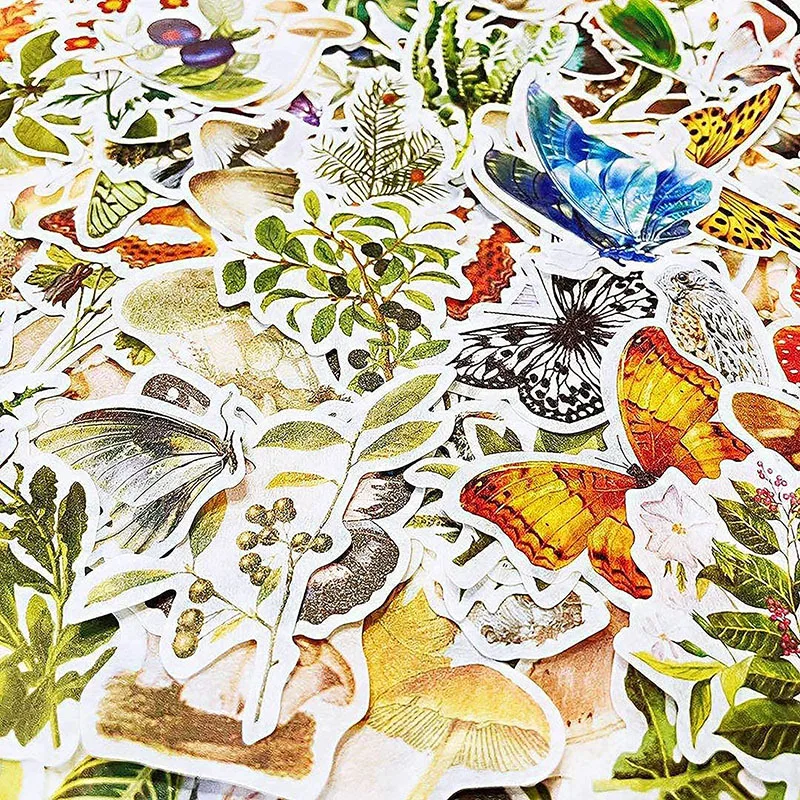 180PCS Multi-Color Vintage de Flores y Plantas de Setas Mariposas de Colección de Washi Pegatinas para la Decoración de los Planificadores de Álbum de recortes . ' - ' . 2