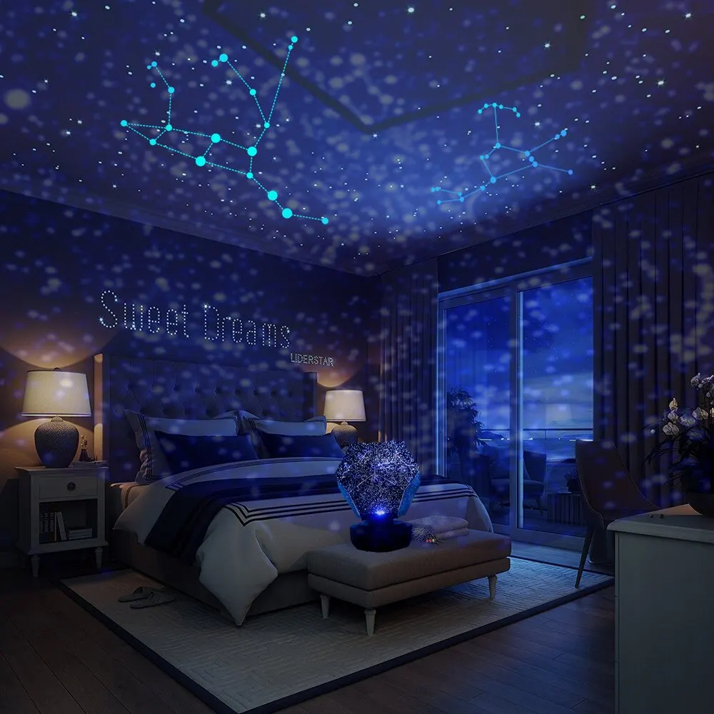 Noche estrellada de Luz LED Tri -Color de Proyección Giratorio Cielo Estrellado Galaxy Proyección Niños Regalo Estética de Decoración de la Sala de la Lámpara . ' - ' . 2