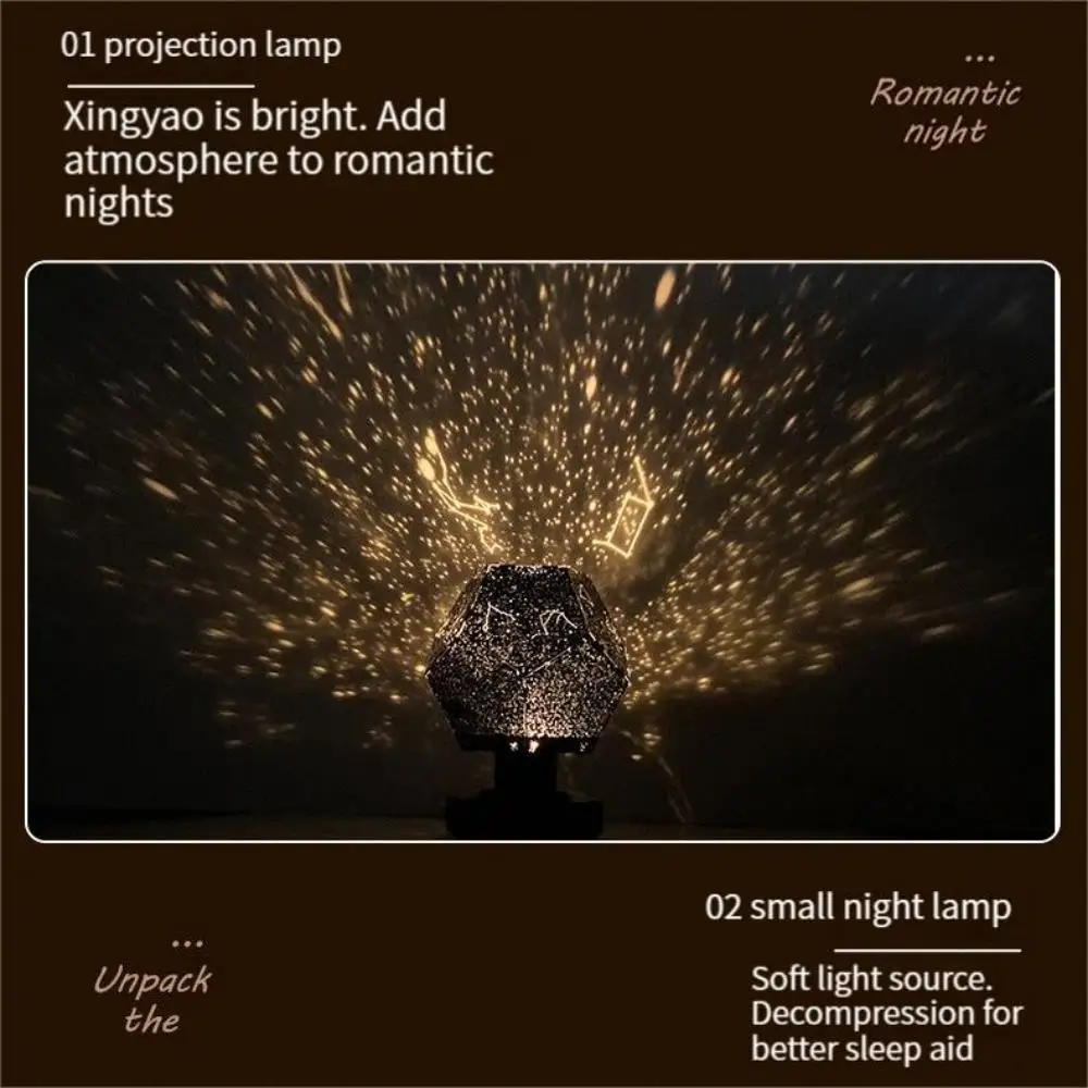 Noche estrellada de Luz LED Tri -Color de Proyección Giratorio Cielo Estrellado Galaxy Proyección Niños Regalo Estética de Decoración de la Sala de la Lámpara . ' - ' . 3