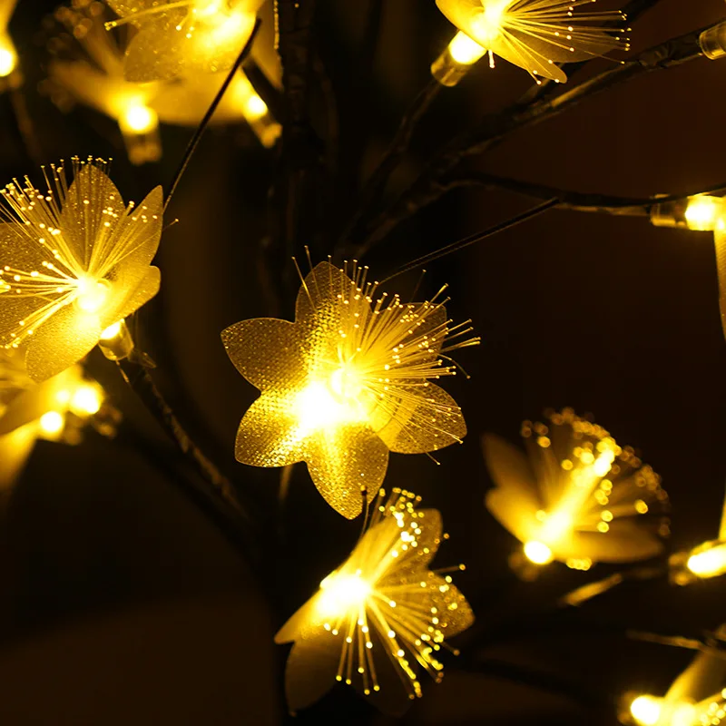24 Luz de Noche LED de Fibra Óptica de la Flor del Árbol de Navidad Guirnalda de la Lámpara Para Niños Casa del Dormitorio de la Decoración de la Decoración de Hadas de la Luz de Vacaciones USB . ' - ' . 5