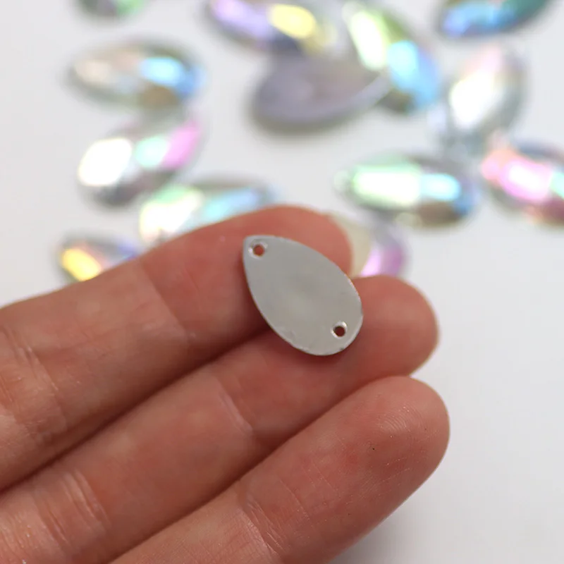 10.5x18mm Coser diamantes de Imitación de Cristal AB Color de gota de agua de Acrílico de las planas de Strass Para la Costura de los Suministros de Ropa de Decoración . ' - ' . 4