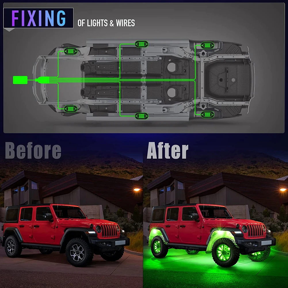 Del coche del LED Luces de Rock de la APLICACIÓN de Control del Coche Underglow Luz Impermeable del Coche de la Luz Ambiente para Jeep Off Road SUV para Camión Vehículo ATV UTV . ' - ' . 1