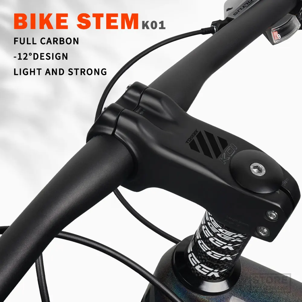 TOSEEK K01 Vástago de Carbono -12 Grados Ultraligero de Alta Potencia de la Bicicleta de Carretera/MTB Manillar de Vástago Tabla de Bicicletas Madre de Piezas de Bicicleta . ' - ' . 1