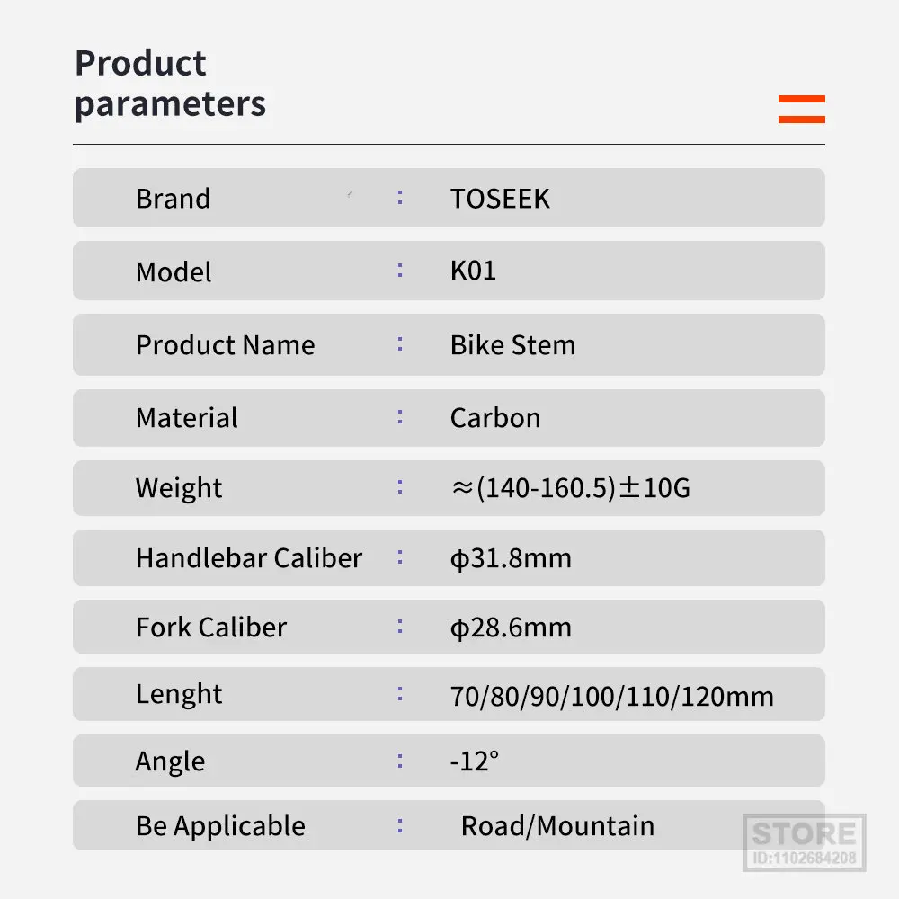 TOSEEK K01 Vástago de Carbono -12 Grados Ultraligero de Alta Potencia de la Bicicleta de Carretera/MTB Manillar de Vástago Tabla de Bicicletas Madre de Piezas de Bicicleta . ' - ' . 4