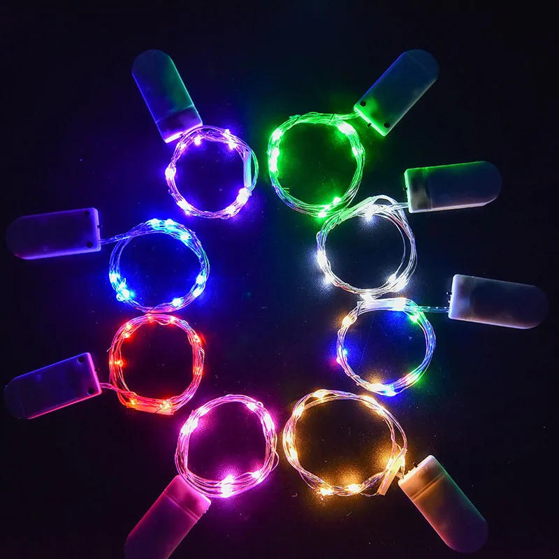 LED de Hadas de la Luz para la Boda de Navidad de Alambre de Cobre de la Lámpara 6PCS Iluminación de la Cadena de Jardín Garland Parte de la Decoración Botón de la Luz de la Batería Operada . ' - ' . 1