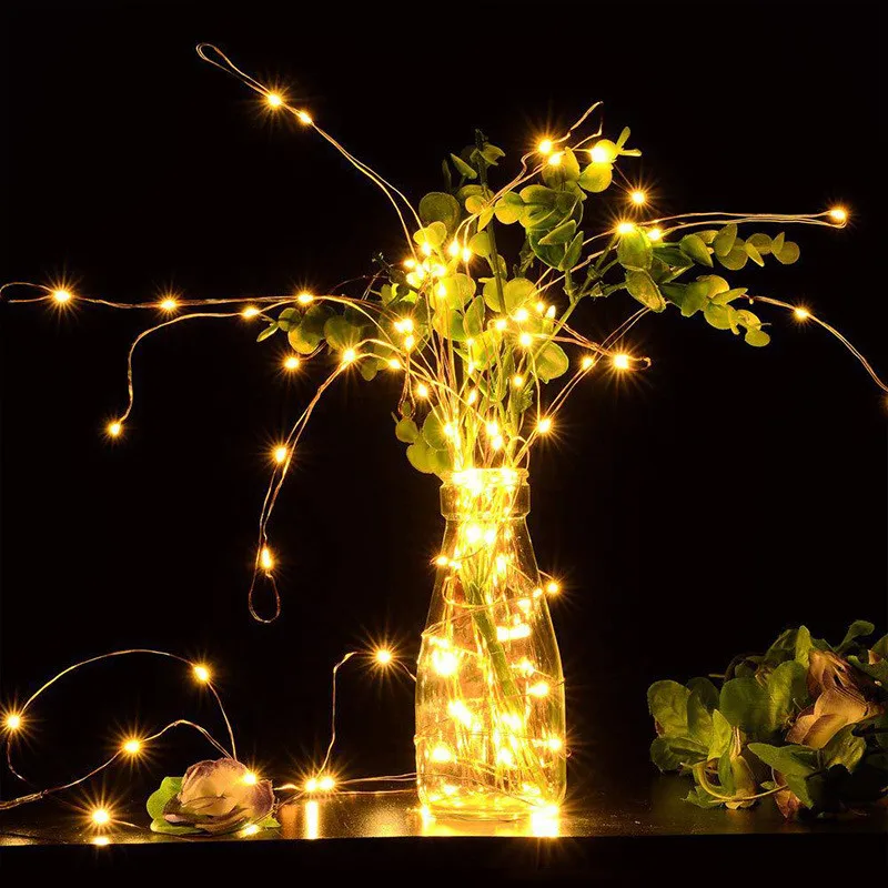 LED de Hadas de la Luz para la Boda de Navidad de Alambre de Cobre de la Lámpara 6PCS Iluminación de la Cadena de Jardín Garland Parte de la Decoración Botón de la Luz de la Batería Operada . ' - ' . 2