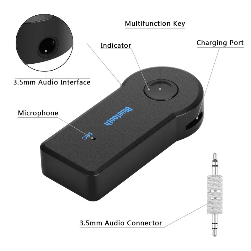 Coche Inalámbrico Bluetooth 5.0 Receptor 2 en 1 Auto Transmisor Adaptador de Jack de 3,5 mm de Música de Audio Aux A2dp para Auriculares Receptor de manos libres . ' - ' . 2