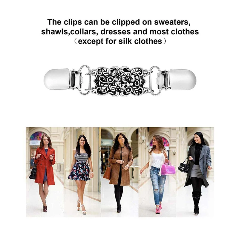 4 piezas Retro Suéter Camisa Clips Cardigan de Cuello Clips de Vestidos de Chal Clip Para las Mujeres, las Niñas, Estilo 1 . ' - ' . 4