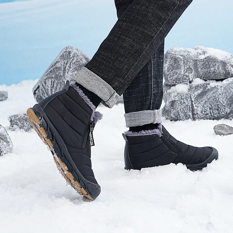 Botas de invierno de 2023 Nuevos Hombres Botas de piel Cálida Felpa de la Plataforma de Senderismo de Tobillo Botas al aire libre Masculino Botas de Nieve de Hombre Zapatos de Invierno de los hombres . ' - ' . 1
