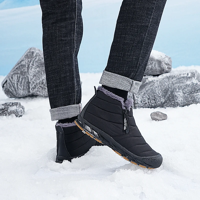 Botas de invierno de 2023 Nuevos Hombres Botas de piel Cálida Felpa de la Plataforma de Senderismo de Tobillo Botas al aire libre Masculino Botas de Nieve de Hombre Zapatos de Invierno de los hombres . ' - ' . 3
