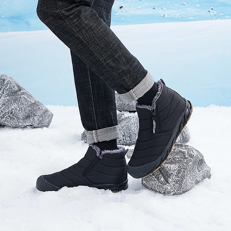 Botas de invierno de 2023 Nuevos Hombres Botas de piel Cálida Felpa de la Plataforma de Senderismo de Tobillo Botas al aire libre Masculino Botas de Nieve de Hombre Zapatos de Invierno de los hombres . ' - ' . 4