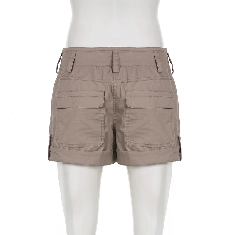 De color caqui de la Vendimia de Cordón Bajo la Cintura Bolsillos Y2K Cargo Shorts de Mujer de Verano Hotsweet Lindo Hotpants Streetwear Pantalones Cortos . ' - ' . 5