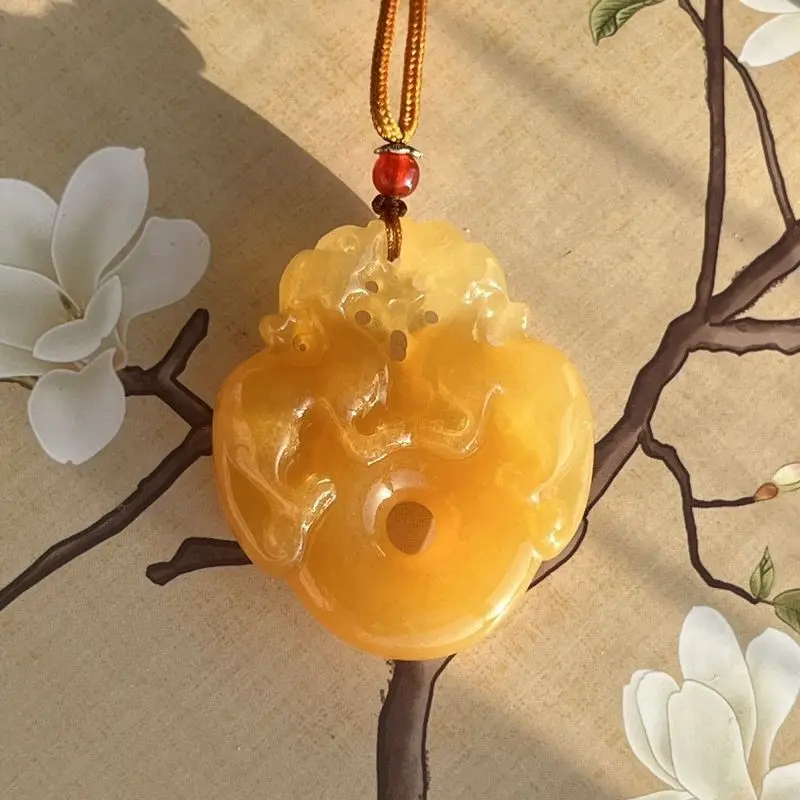Huanglong Jade Doble Myanmar Amarillo Pi Xiu Colgante . ' - ' . 3