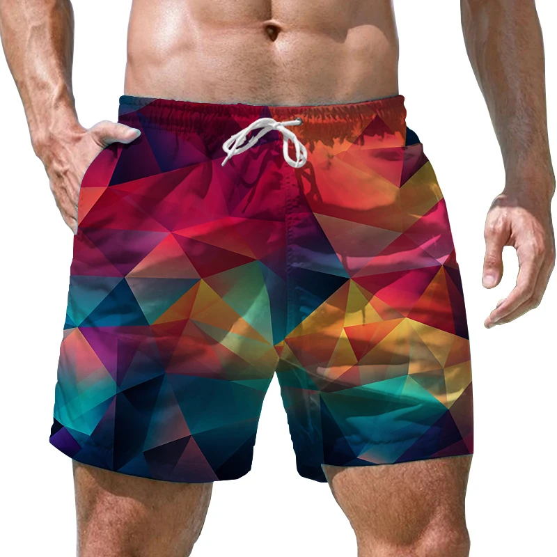 Verano nuevos hombres pantalones cortos de color bloque de costura impreso en 3D de los hombres pantalones cortos casual y brillante estilo de los hombres pantalones cortos de los hombres de la moda pantalones cortos . ' - ' . 2