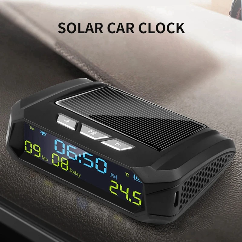 2X Coche Solar Reloj Digital Con pantalla LCD de la Fecha y Hora En Coche de indicación De la Temperatura al aire libre Coche Personal de Parte de la Decoración de la B . ' - ' . 4