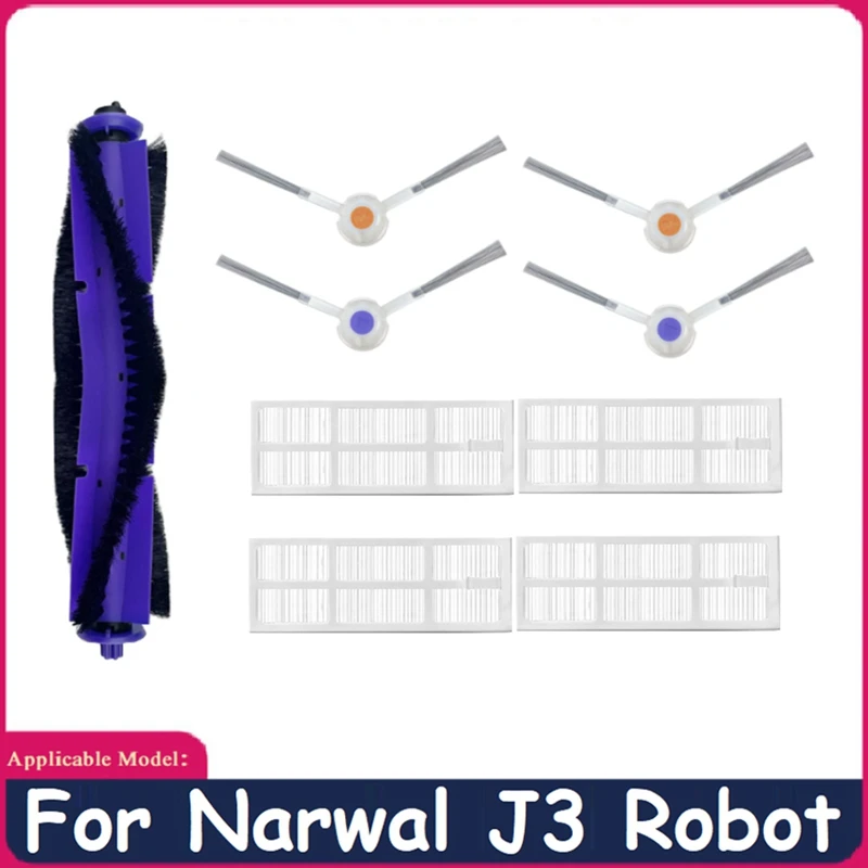 9Pcs Lavable HEPA Filtro Principal Cepillo Lateral Para NARWAL J3 Robot Aspiradora Accesorios . ' - ' . 0