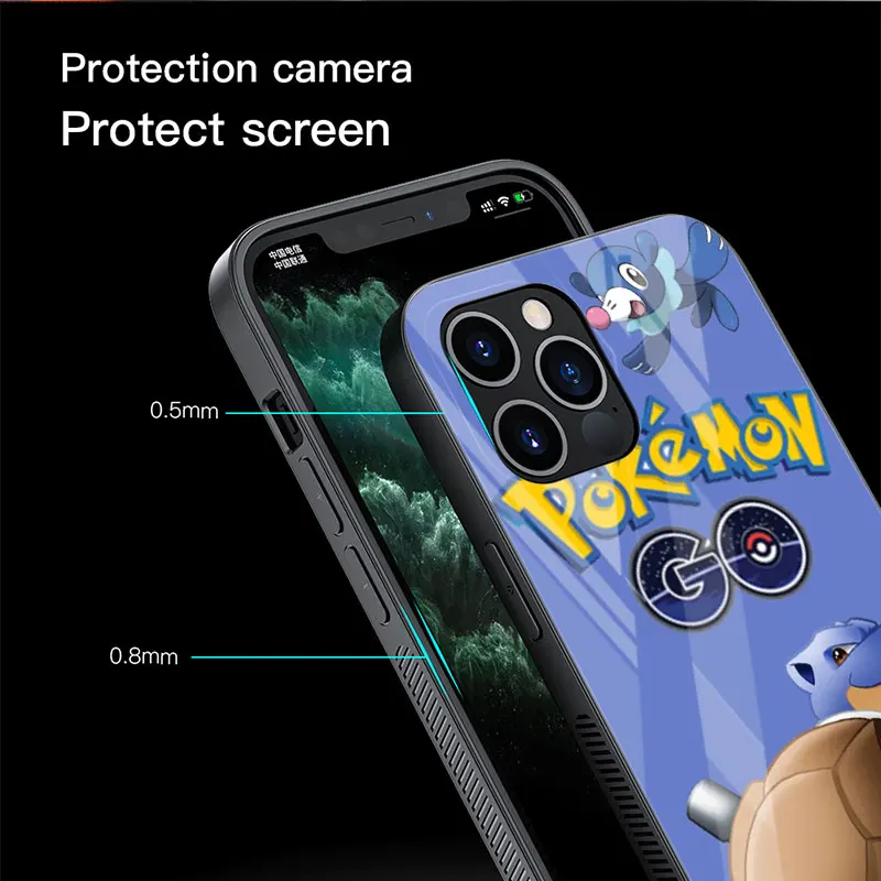 Vidrio templado de Caso Para el iPhone de Apple 14 Más De 13 Max Pro 11 12 Mini XR 7 8 Cubierta del Teléfono de Lujo Funda Divertida Pikachu de Pokemon . ' - ' . 5