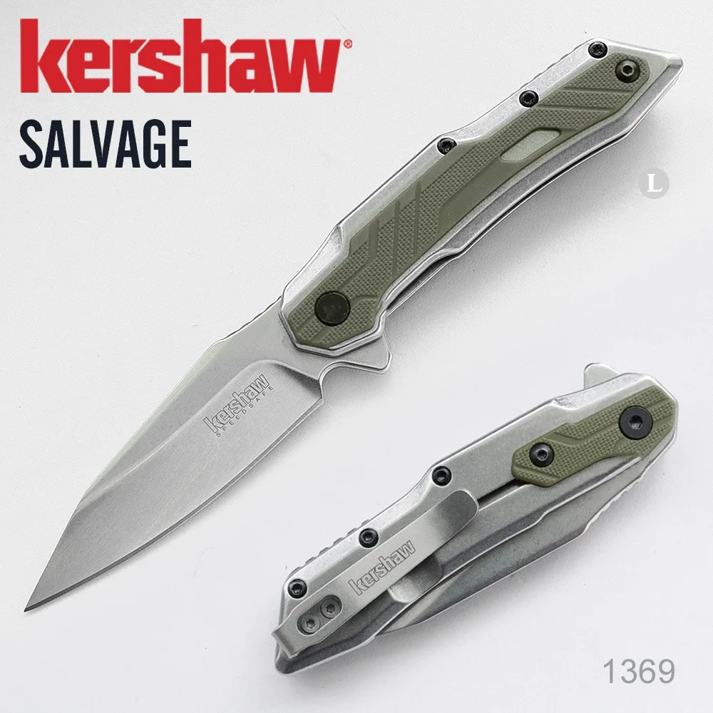 Kershaw Salvamento 1369 de Bolsillo Cuchillo Plegable 8cr13Mov Invertir Tanto Cuchilla de Mango de G10 Acampar al aire libre Cuchillos de Caza Herramientas de Supervivencia . ' - ' . 0