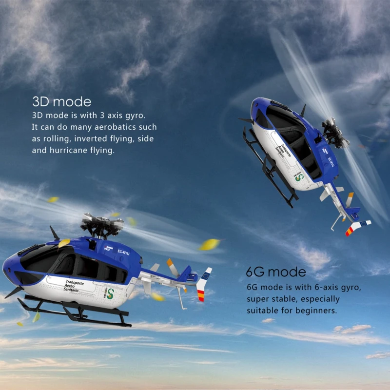 Sin escobillas Flybarless Cuatro Cuchillas de 6 CANALES de Control Remoto Helicóptero 3D6G Sistema de Balanceo de la acrobacia aérea Volando Alto de Simulación Modelo de RC de Juguete . ' - ' . 1