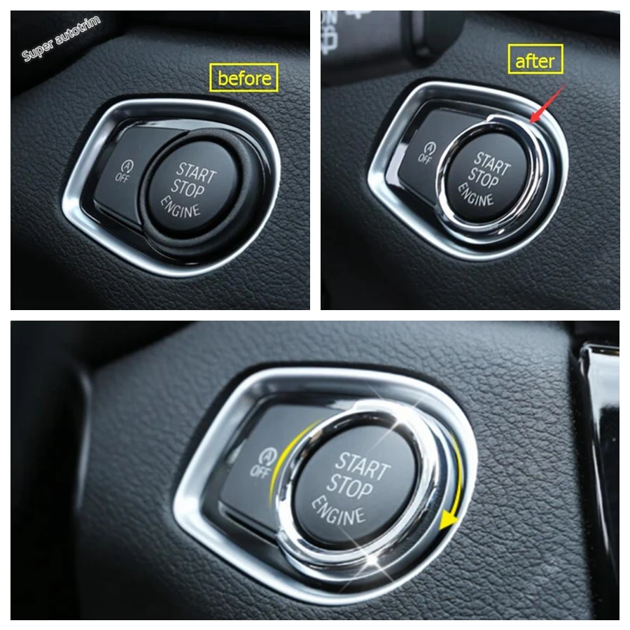 El arranque del motor Interruptor de Parada de Cubierta del Botón de Recorte de Ajuste Para BMW Serie 3 F30 316i 320i 328i 2013 - 2017 ABS Cromado Interior Accesorios . ' - ' . 1