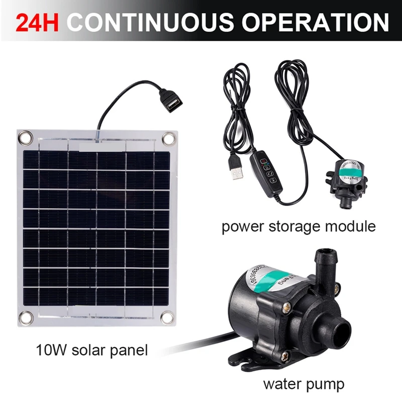 Mini Bomba de Agua Solar de 10W 12V sin Escobillas Panel Solar Kit Negro Para los Peces de Agua de la Piscina de la Decoración del Jardín . ' - ' . 2