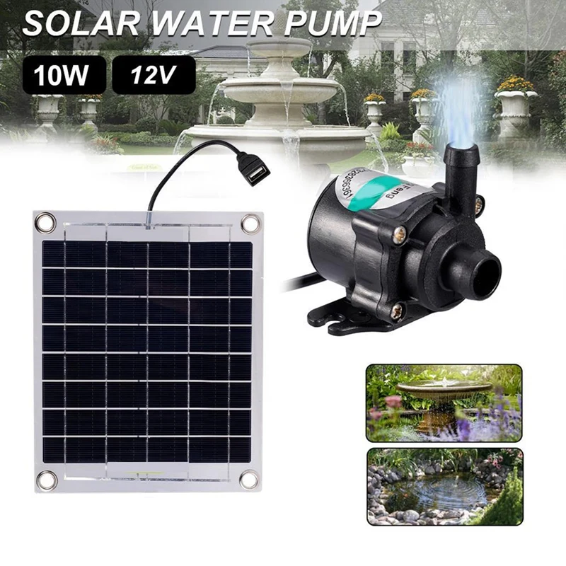 Mini Bomba de Agua Solar de 10W 12V sin Escobillas Panel Solar Kit Negro Para los Peces de Agua de la Piscina de la Decoración del Jardín . ' - ' . 5