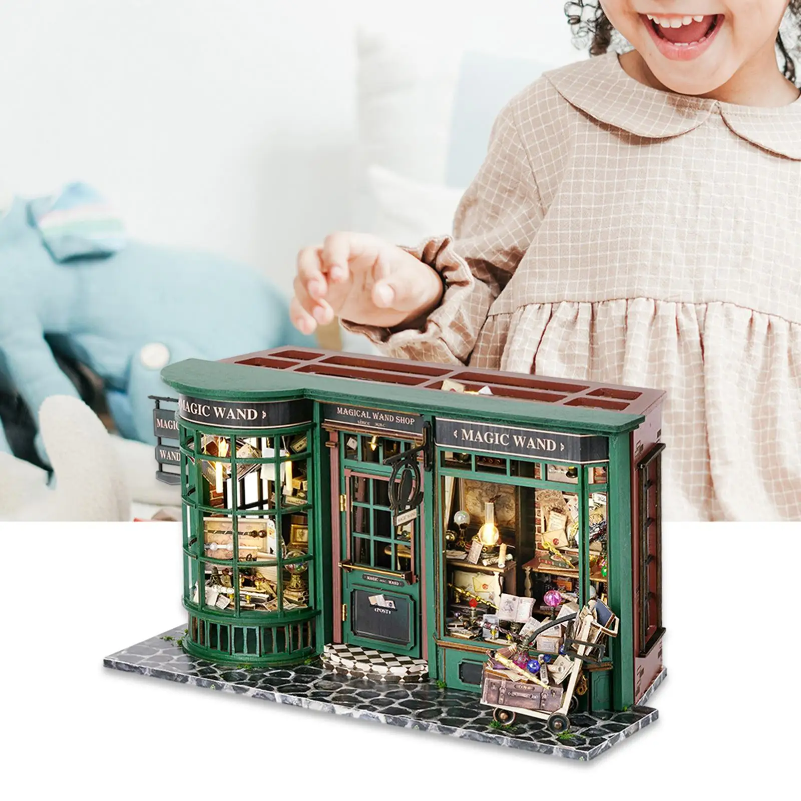 DIY Miniatura casa de Muñecas Europeo Retro con Luces LED 3D Rompecabezas con Accesorios para la Familia el Regalo de Cumpleaños de los Niños Adultos . ' - ' . 1