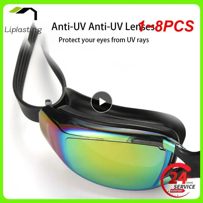 1~8PCS Impermeable UV Anti Niebla Natación Gafas de Natación Gafas de Profesionales de La Piscina de Buceo de Agua Gafas Adultas de la Galvanoplastia . ' - ' . 0
