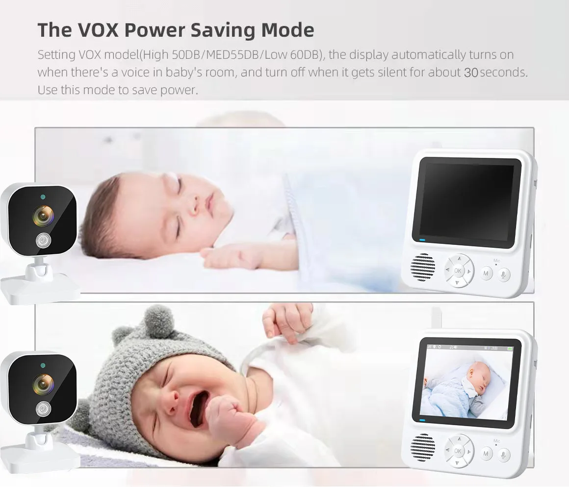 2,8 Pulgadas de 2MP 1080P Monitor Inalámbrico del Bebé de Monitoreo de Temperatura VOX Alimentación Recordar Intercomunicador BabySistter Nanny Cam . ' - ' . 3