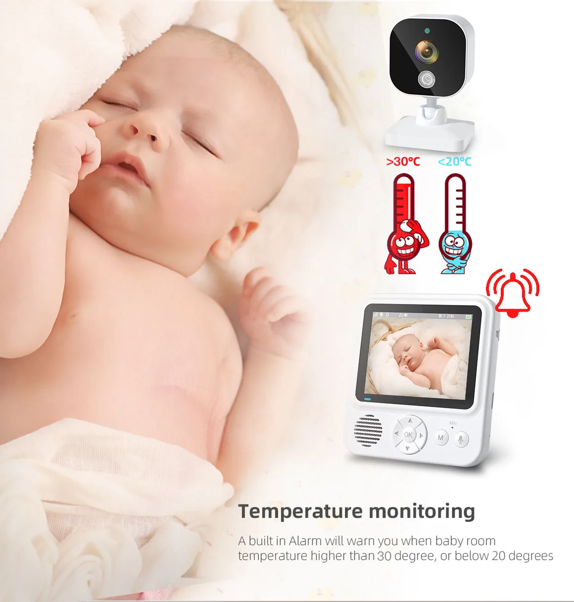 2,8 Pulgadas de 2MP 1080P Monitor Inalámbrico del Bebé de Monitoreo de Temperatura VOX Alimentación Recordar Intercomunicador BabySistter Nanny Cam . ' - ' . 5