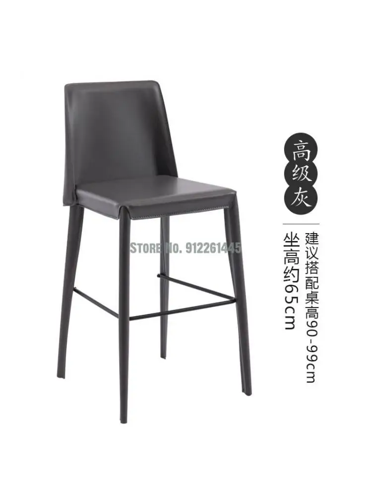 Italiano minimalista de la barra de silla de la silla de montar de cuero creativo de la barra de la silla moderna casa simple de cuero duro taburete alto . ' - ' . 5
