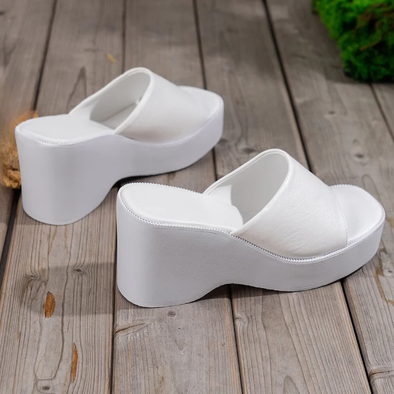 Las mujeres en zapatillas 2023 verano nuevo estilo bizcocho altura de hasta sandalias de las Mujeres con extra tacones pendiente tacones sandalias . ' - ' . 3