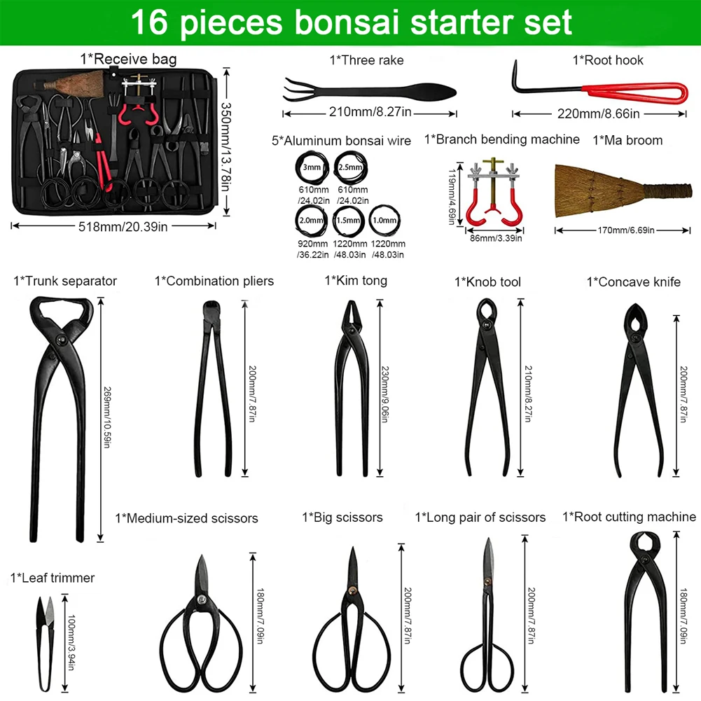 16 piezas de Jardinería Bonsai Poda Conjunto de herramientas de Jardín de la Casa al aire libre Multifuncional Conjunto de cortadores Práctico Conjunto de herramientas de Hardware . ' - ' . 3