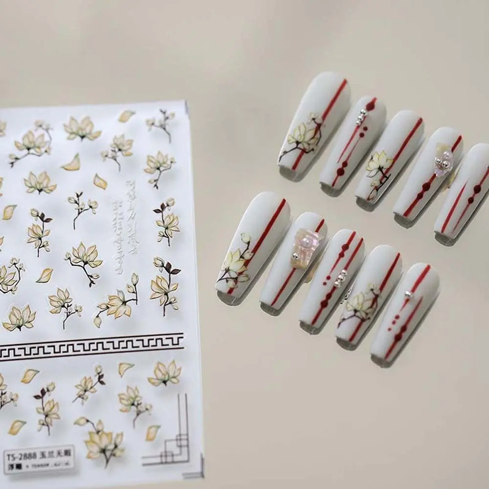 Estilo chino Pegatinas de Uñas de Flores Coloridas Pegatinas de Flor de Durazno de Uñas Calcomanías de Magnolia Camellia Manicura DIY Nail Art . ' - ' . 0